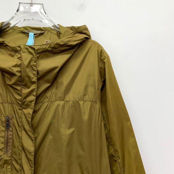 Prada Dark khaki nylon hooded drawstring waist long-sleeve trench coat - Picture 3 of 9